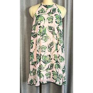 Everly StitchFix Floral Palm Pink Green Mini Dress Tropical New NWT Large
